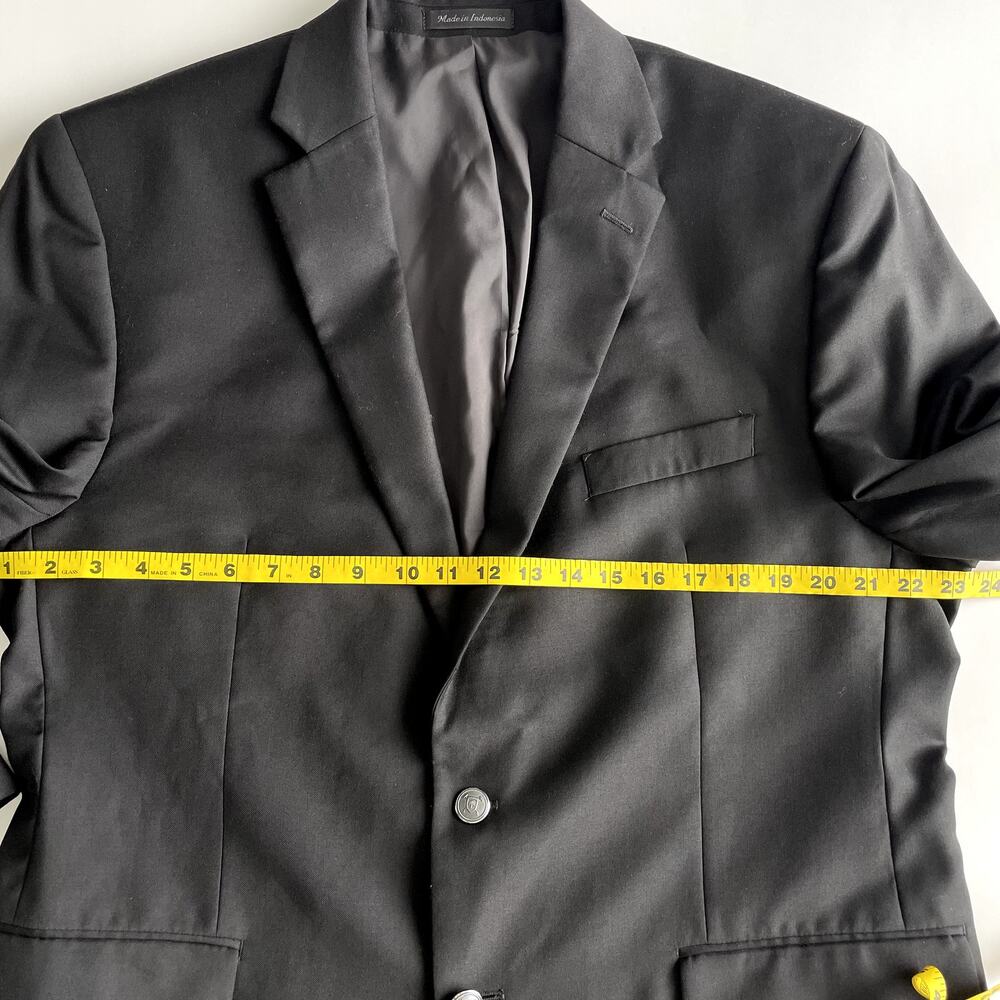 Lauren Ralph Lauren Black Wool 44R Blazer Suit Jacket Sport Coat Pewter Buttons - Picture 12 of 16